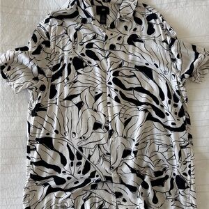 H&M Monochrome Leaf Print Casual Shirt